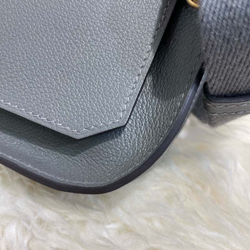 Hermès Mini Jypsiere 全新 積雲灰金扣-3