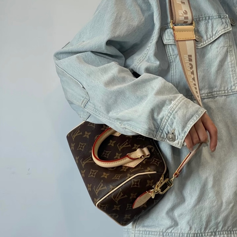 路易威登波士頓20 LV原花奶茶寬背帶Speedy20波士頓包M46222-2