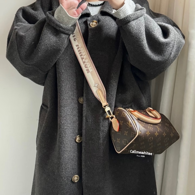 路易威登波士頓20 LV原花奶茶寬背帶Speedy20波士頓包M46222-5