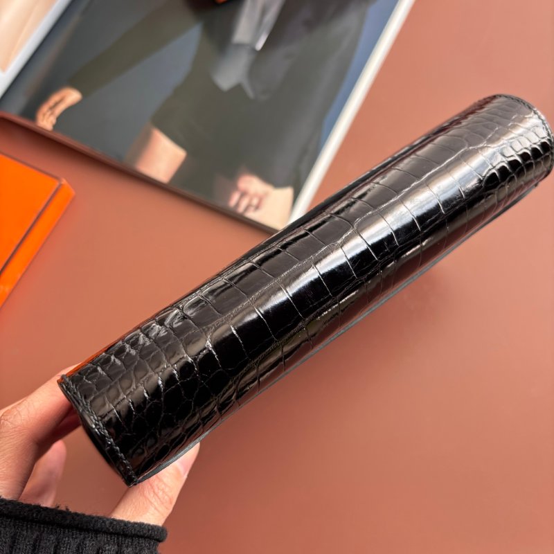 A刻 ::HERMES::  Constance 黑色鱷魚 方塊鱷 長夾 康康長夾-4