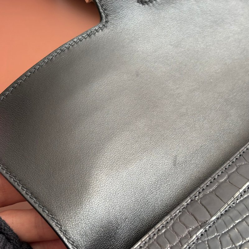 A刻 ::HERMES::  Constance 黑色鱷魚 方塊鱷 長夾 康康長夾-13