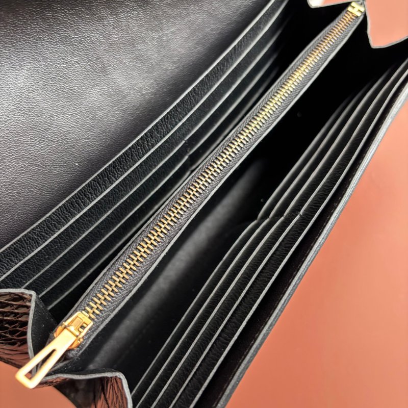 A刻 ::HERMES::  Constance 黑色鱷魚 方塊鱷 長夾 康康長夾-15