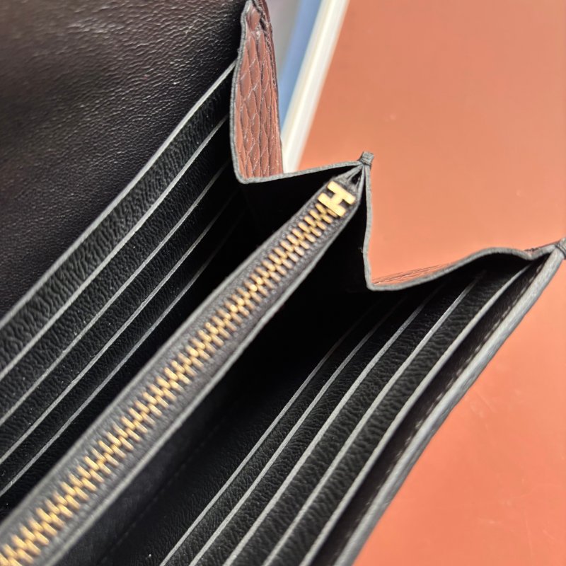 A刻 ::HERMES::  Constance 黑色鱷魚 方塊鱷 長夾 康康長夾-20