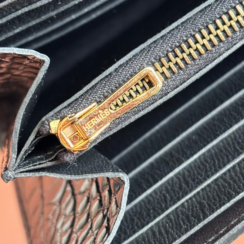 A刻 ::HERMES::  Constance 黑色鱷魚 方塊鱷 長夾 康康長夾-22