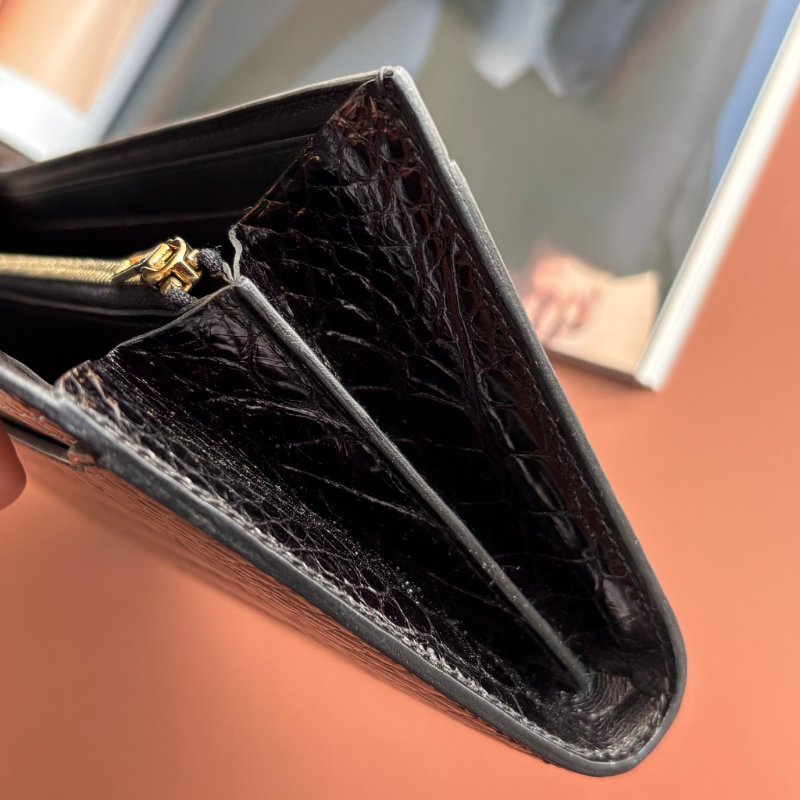 A刻 ::HERMES::  Constance 黑色鱷魚 方塊鱷 長夾 康康長夾-23