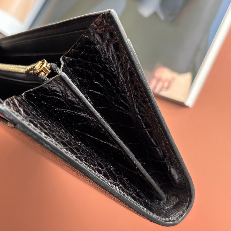 A刻 ::HERMES::  Constance 黑色鱷魚 方塊鱷 長夾 康康長夾-24
