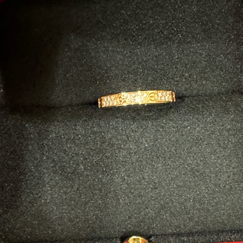 Cartier 經典款 滿鑽love戒指-3