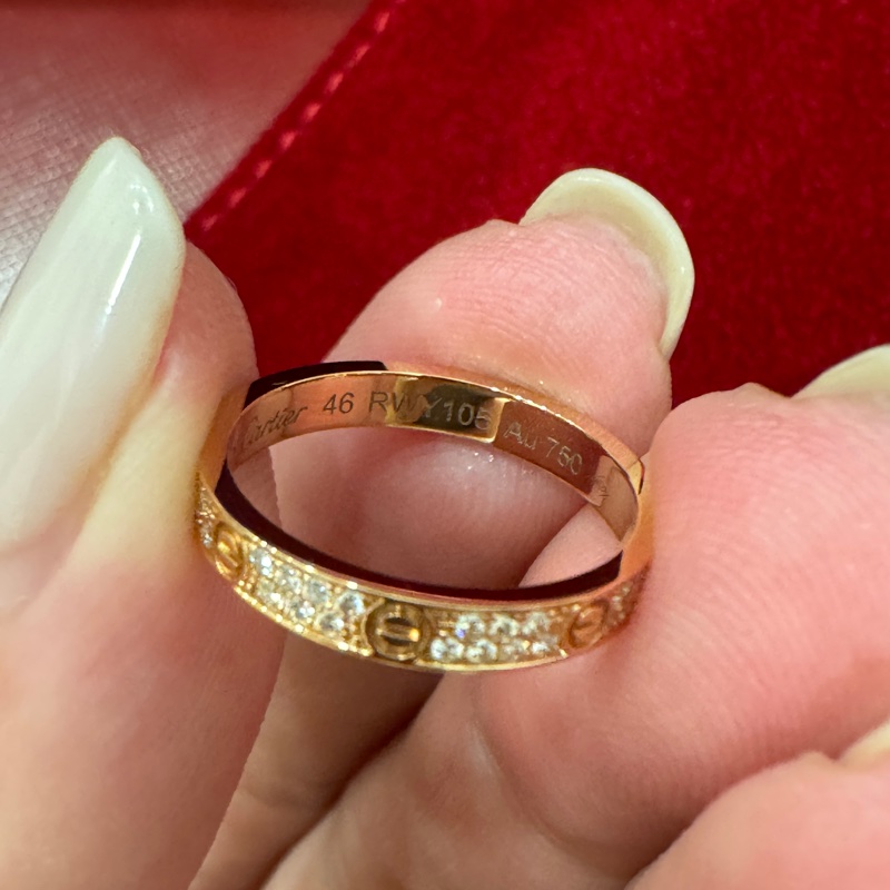 Cartier 經典款 滿鑽love戒指-9