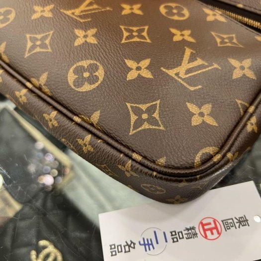 東區正精品㊣LV M44840 老花三合一拼粉色寬背帶斜背包金鍊肩背包圓形零錢包 RZ6191-8