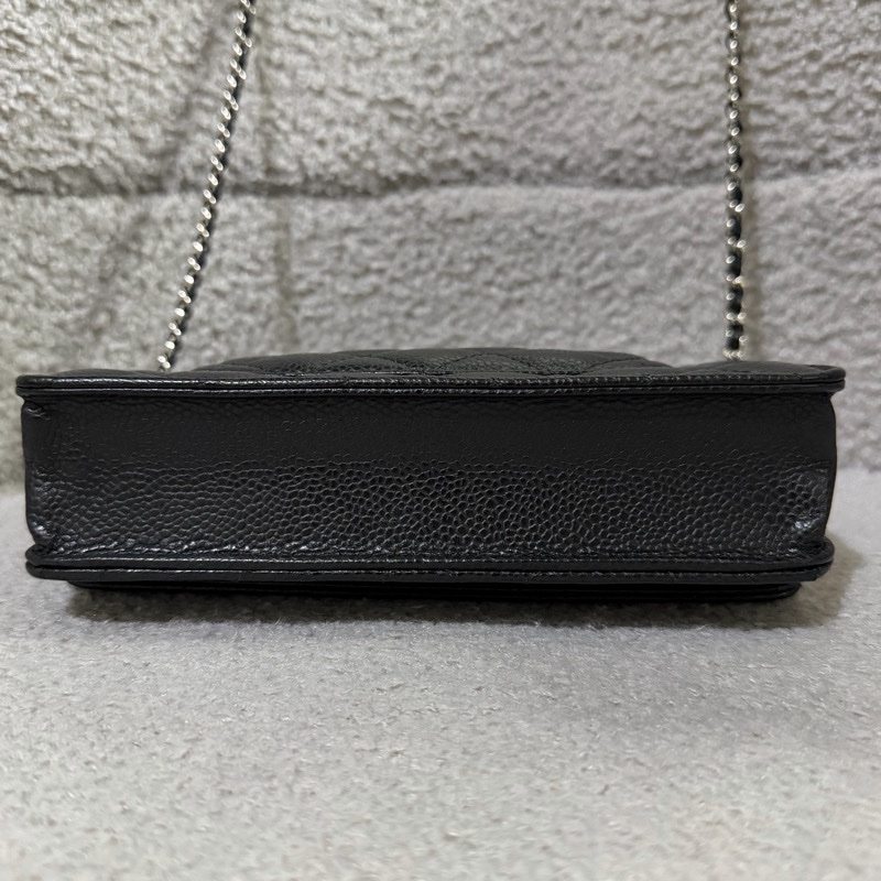 Chanel  黑銀荔枝牛皮 WOC手拿/斜背包-3