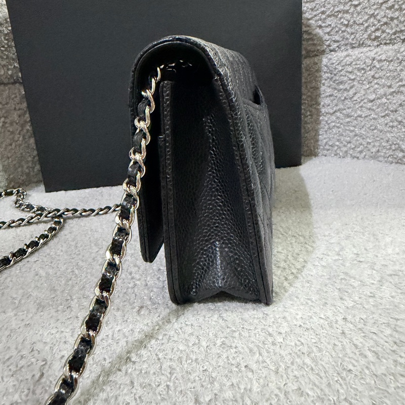 Chanel  黑銀荔枝牛皮 WOC手拿/斜背包-4