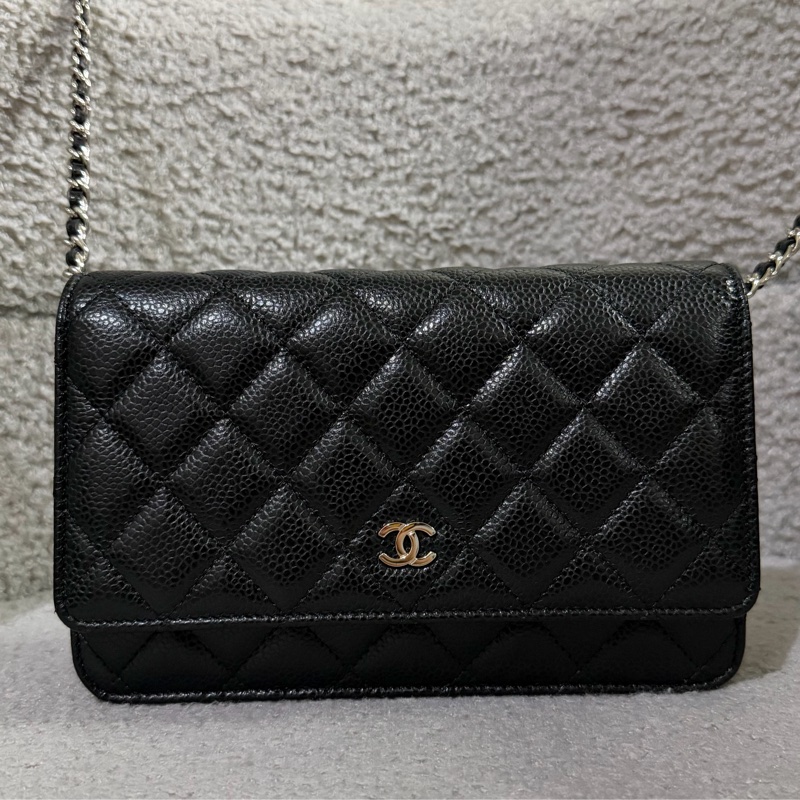 Chanel  黑銀荔枝牛皮 WOC手拿/斜背包-6