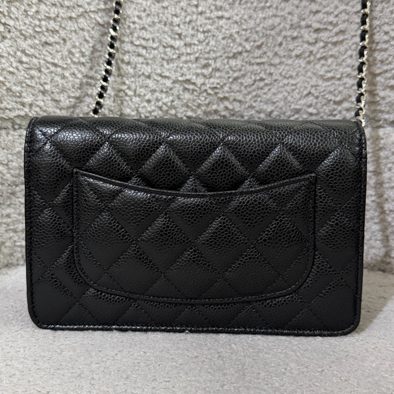 Chanel  黑銀荔枝牛皮 WOC手拿/斜背包-7