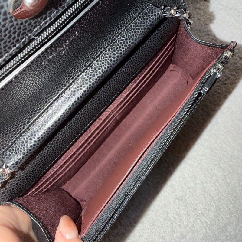 Chanel  黑銀荔枝牛皮 WOC手拿/斜背包-10