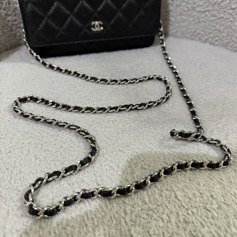 Chanel  黑銀荔枝牛皮 WOC手拿/斜背包-15