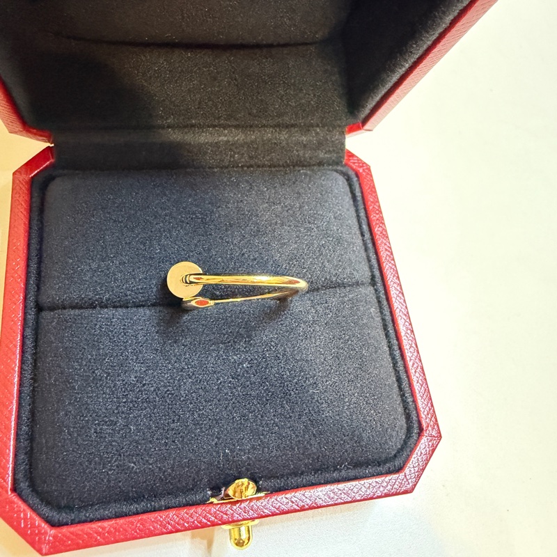 Cartier釘子 玫瑰金窄版戒指 52號-2