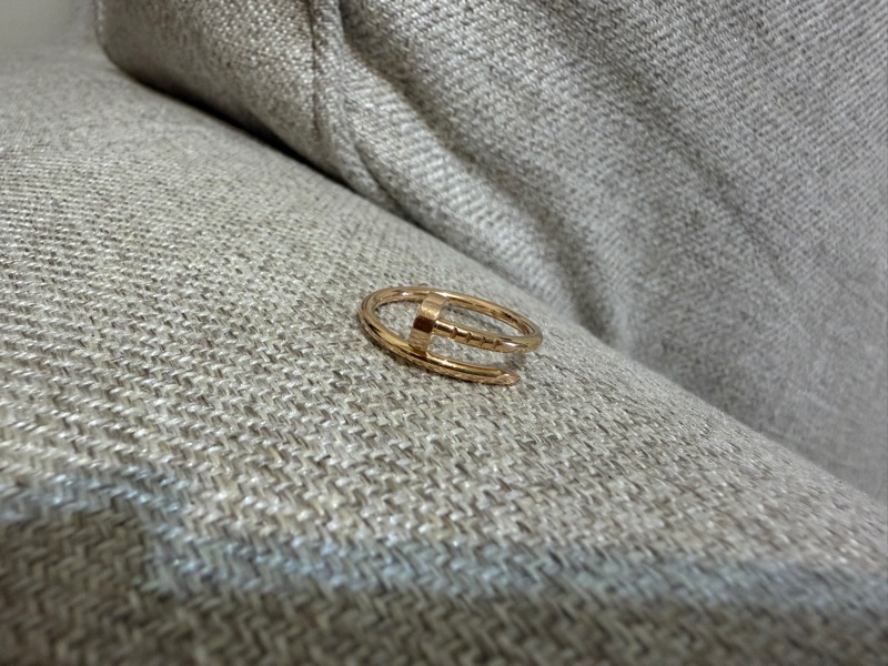 Cartier釘子 玫瑰金窄版戒指 52號-5