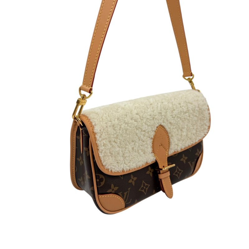 Louis Vuitton - 原花拼羔羊毛下蓋Diane法棍包-3
