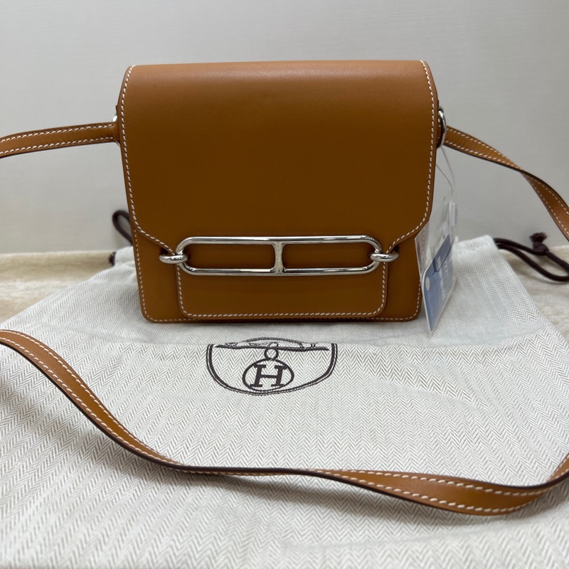 Hermès 愛馬仕 豬鼻子包19 Mini 金棕色銀扣 尺寸:18x15x6cm A刻 附件 :防塵袋-0
