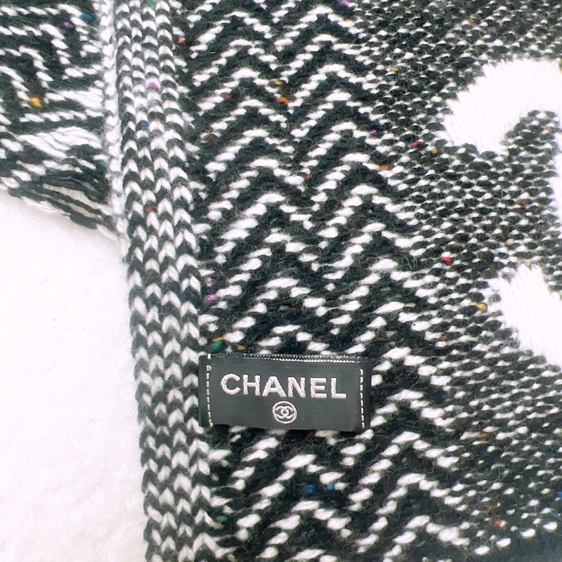Chanel 黑白千島格圍巾/頸巾-4