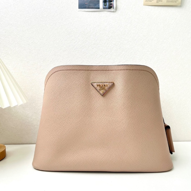 Prada 水桶包灰粉色  32×23cm 99新配件塵袋-4