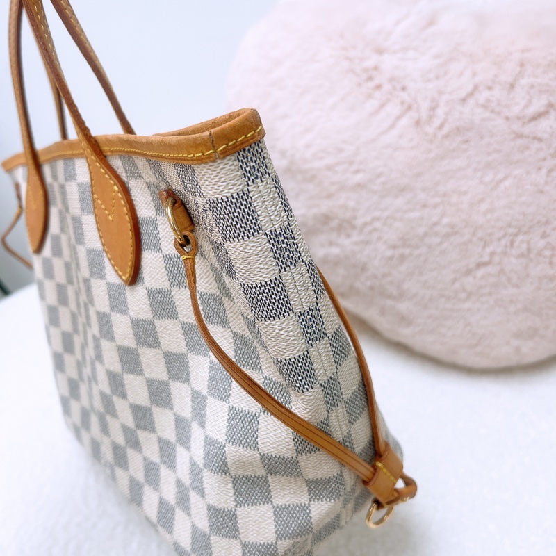 Lv neverfull Pm 白色棋盤托特包-6