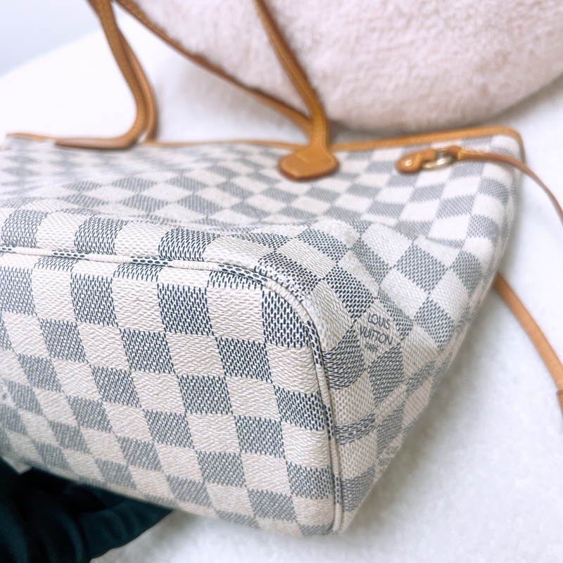 Lv neverfull Pm 白色棋盤托特包-7