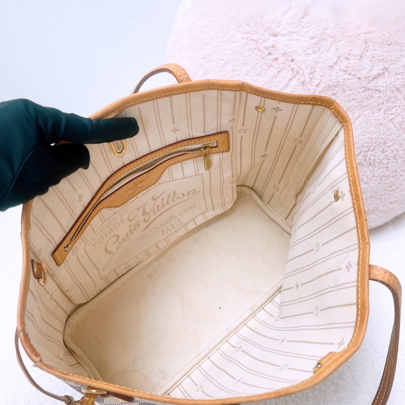 Lv neverfull Pm 白色棋盤托特包-11