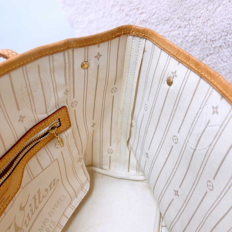 Lv neverfull Pm 白色棋盤托特包-12