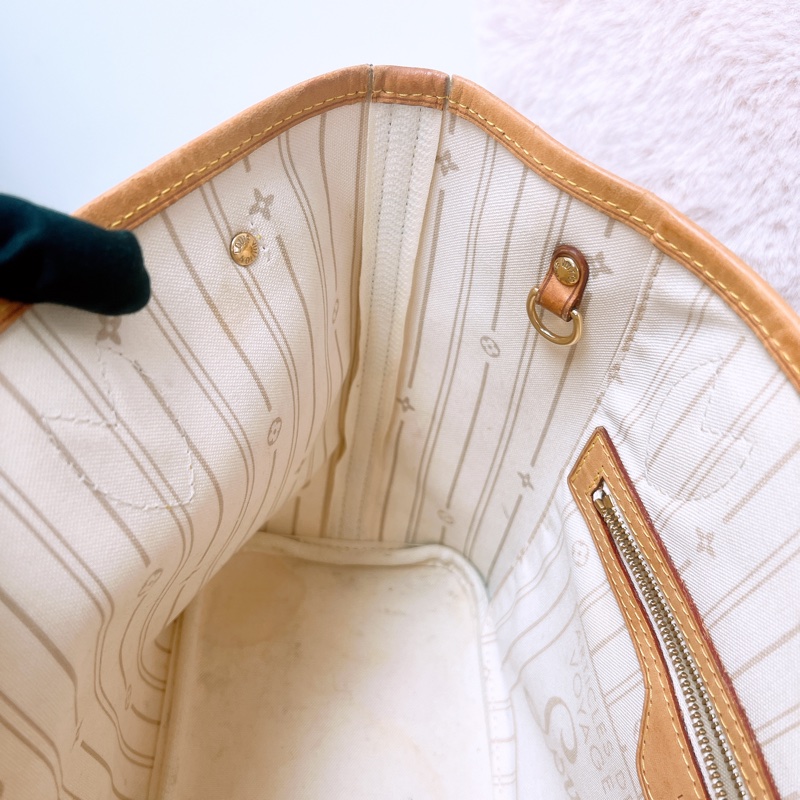 Lv neverfull Pm 白色棋盤托特包-13