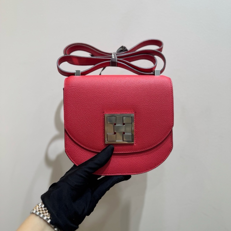 愛馬仕/Hermès 番茄紅馬賽克mini 斜挎包單肩包 Epsom皮 D刻-0