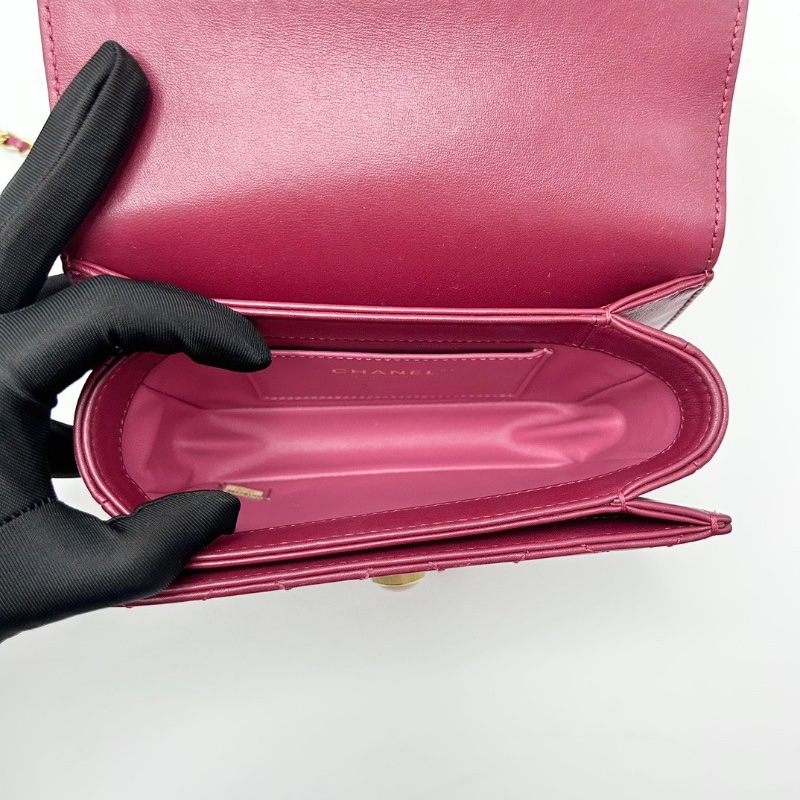 CHANEL 20A紅金巴洛克水鑽珍珠瑪瑙扣肩背斜背小方包 17*13*4 98新配件塵袋保卡-2