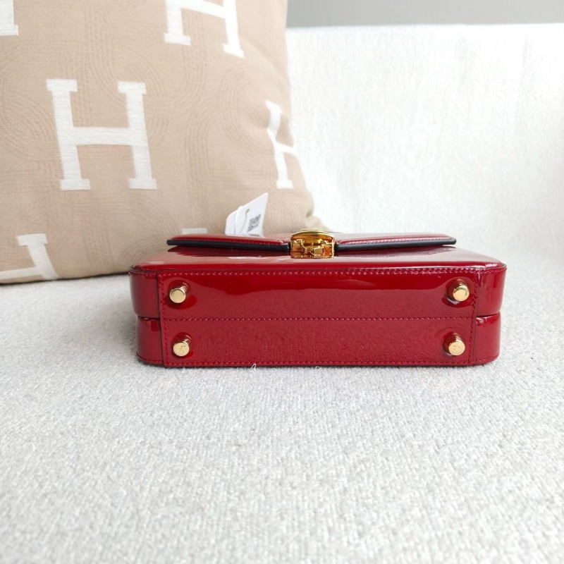 Gucci 紅色漆皮Sylvie塞爾維亞1969手提鏈條包21*15*5  98新配件塵袋-5