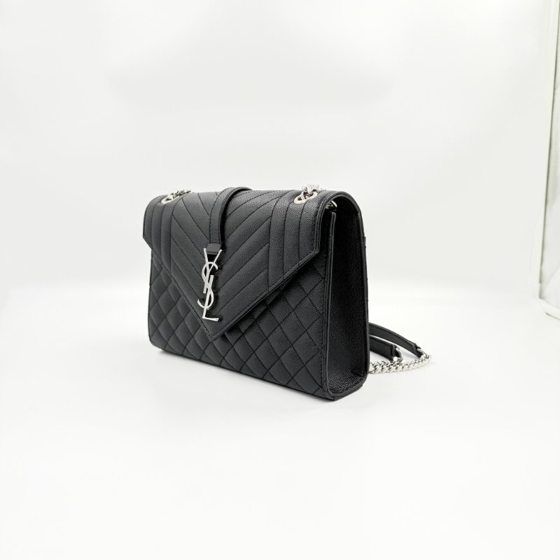 Saint Laurent - 黑色銀釦魚子醬信封包╻ MM-2