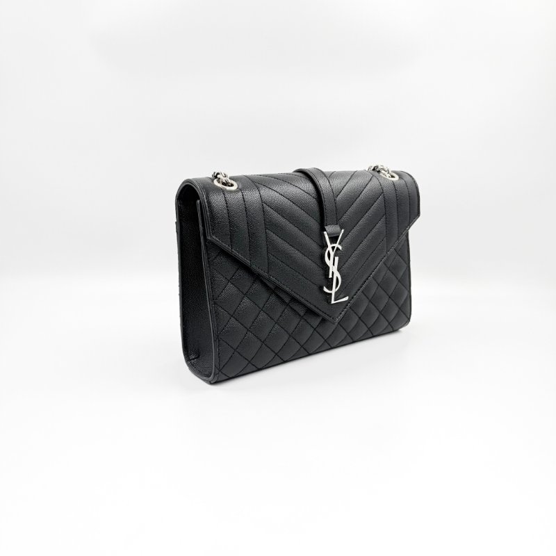 Saint Laurent - 黑色銀釦魚子醬信封包╻ MM-3