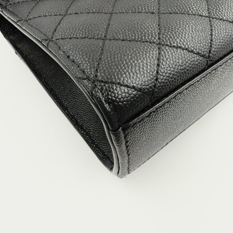 Saint Laurent - 黑色銀釦魚子醬信封包╻ MM-8