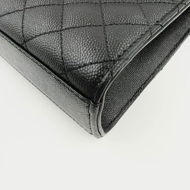 Saint Laurent - 黑色銀釦魚子醬信封包╻ MM-9