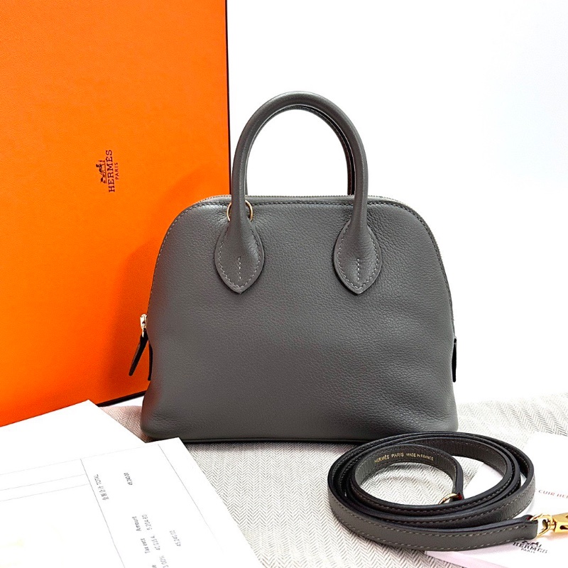 HERMES 積雨雲灰金扣mini保齡球18*15*7.5 98新配件盒子塵袋-1