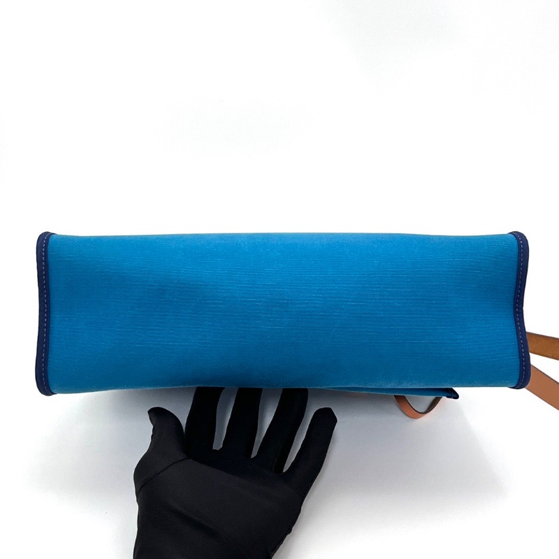 HERMES 帆布拼皮銀扣 herbag31子母手提斜背包31*25*11 98新配件鑰匙鎖塵袋-4