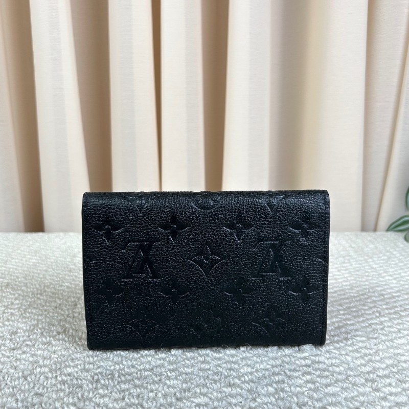 LV路易威登老花三折壓紋錢包 黑色金扣款 經典老花圖案 三折設計拿在手裡小巧方便 容量也夠-6