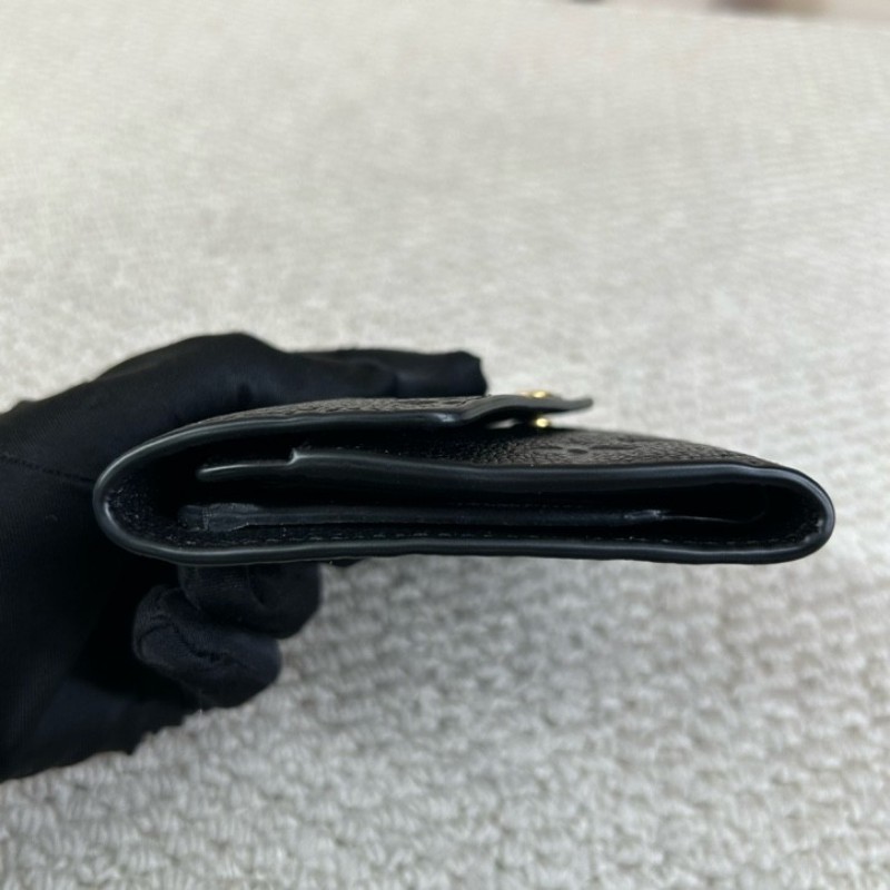 LV路易威登老花三折壓紋錢包 黑色金扣款 經典老花圖案 三折設計拿在手裡小巧方便 容量也夠-8