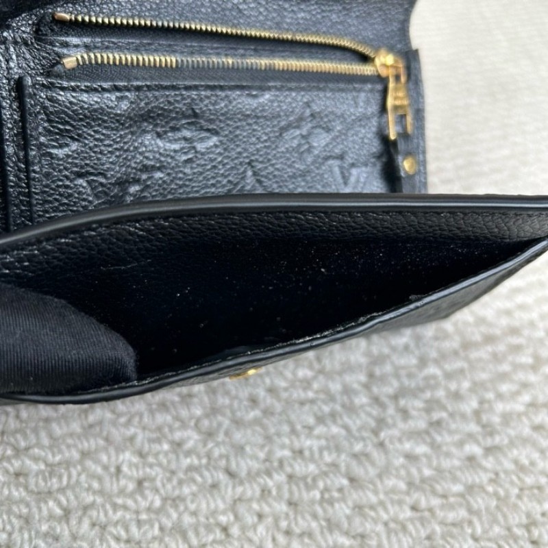 LV路易威登老花三折壓紋錢包 黑色金扣款 經典老花圖案 三折設計拿在手裡小巧方便 容量也夠-13