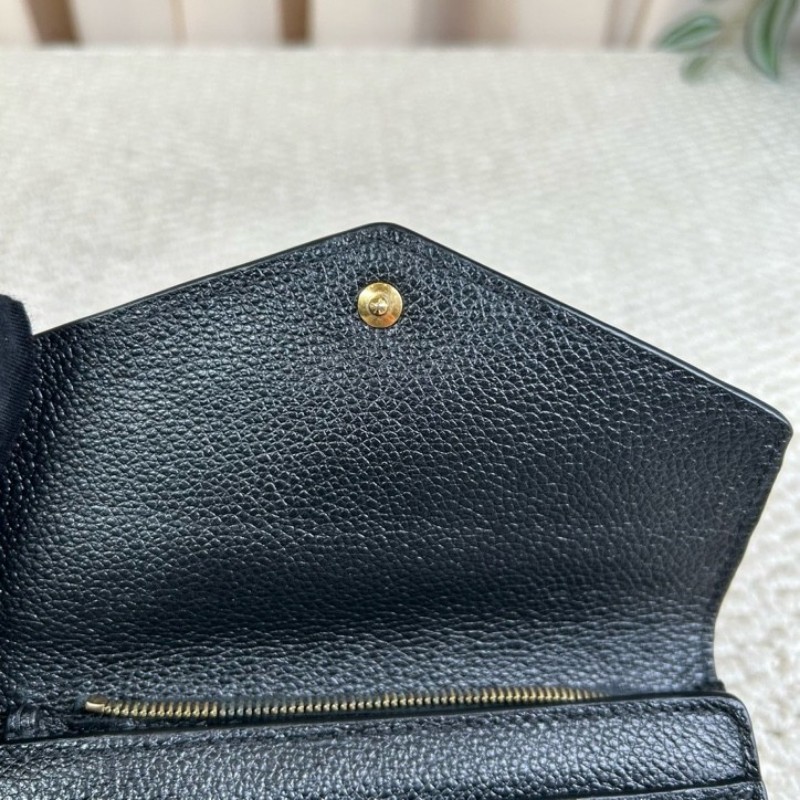 LV路易威登老花三折壓紋錢包 黑色金扣款 經典老花圖案 三折設計拿在手裡小巧方便 容量也夠-15