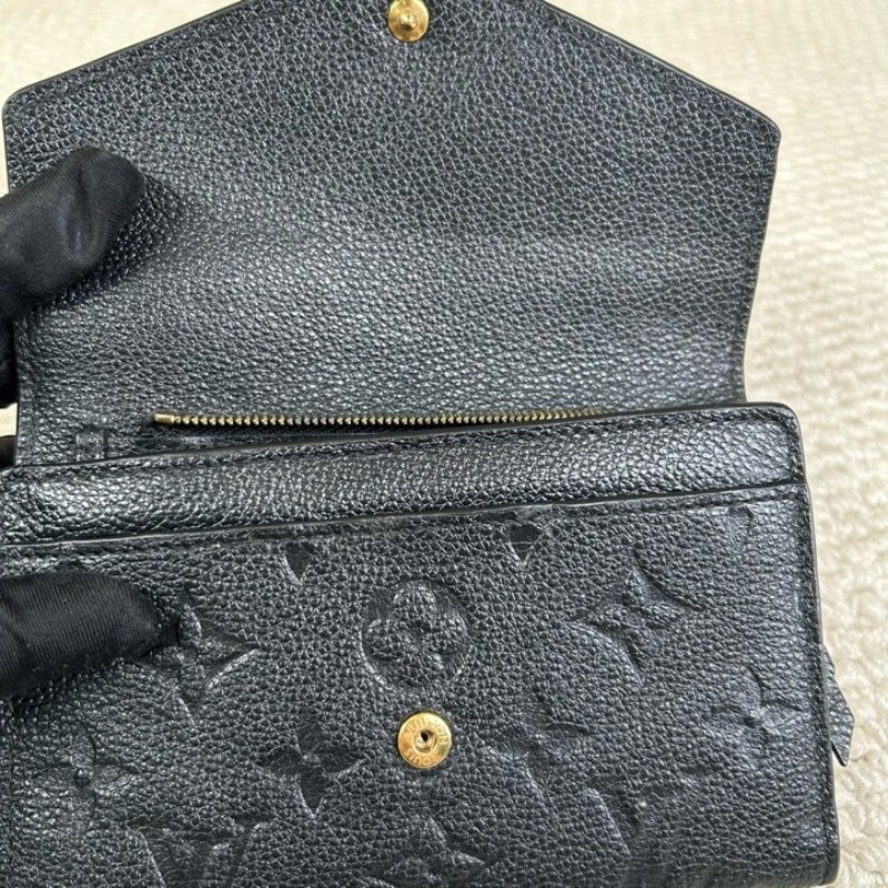 LV路易威登老花三折壓紋錢包 黑色金扣款 經典老花圖案 三折設計拿在手裡小巧方便 容量也夠-21