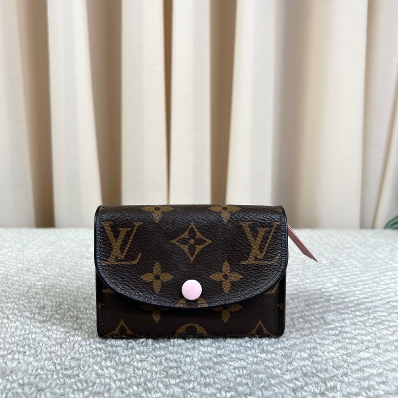 LV路易威登老花短款零錢包 粉色內裡 卡位多 實用性強-5