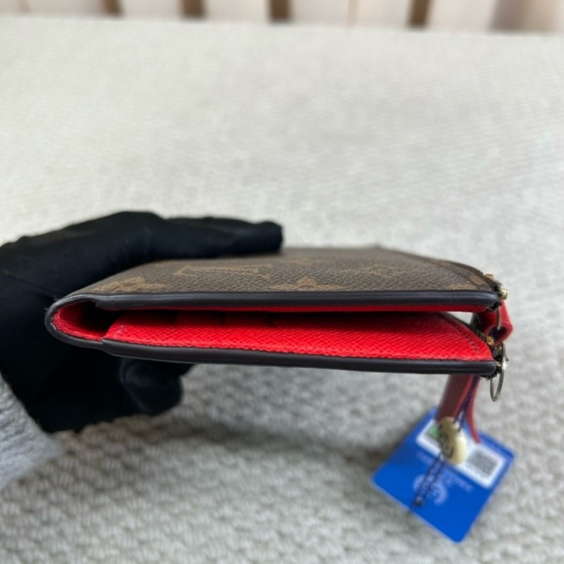 LV路易威登老花折子長款雙拉鏈錢包 卡位多 日常收納很方便 經典老花配色 紅色內襯 適合日常使用-8