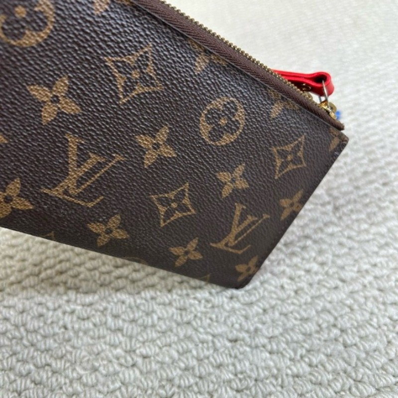 LV路易威登老花折子長款雙拉鏈錢包 卡位多 日常收納很方便 經典老花配色 紅色內襯 適合日常使用-9