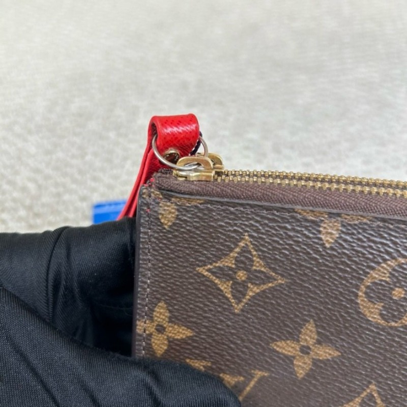 LV路易威登老花折子長款雙拉鏈錢包 卡位多 日常收納很方便 經典老花配色 紅色內襯 適合日常使用-11