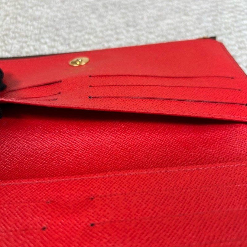 LV路易威登老花折子長款雙拉鏈錢包 卡位多 日常收納很方便 經典老花配色 紅色內襯 適合日常使用-14