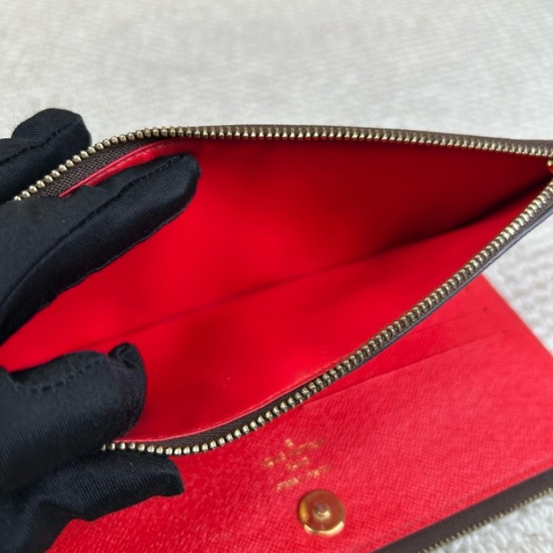 LV路易威登老花折子長款雙拉鏈錢包 卡位多 日常收納很方便 經典老花配色 紅色內襯 適合日常使用-15